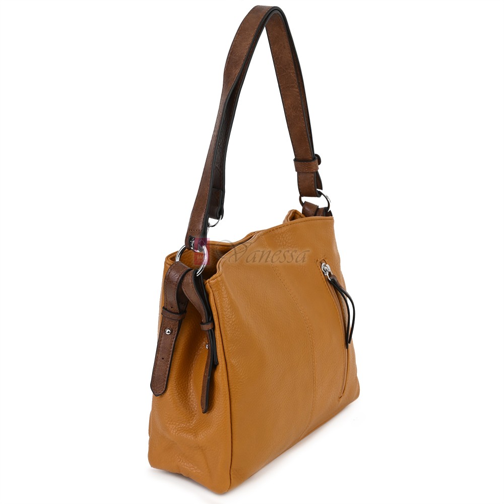 Дамска чанта от висококачествена еко кожа в жълт цвят Код: 90001